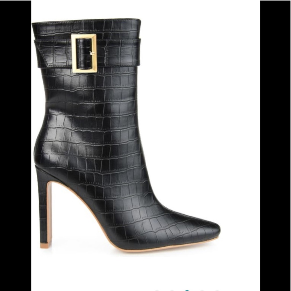 Journee Collection Elaine Croc Embossed comfort bootie